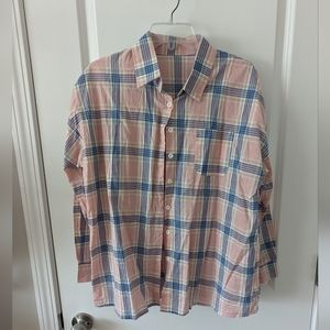💗Pink plaid button up